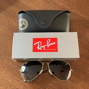 SOLD Ray Ban Havana Aviators Large - Gold Grey Gradient